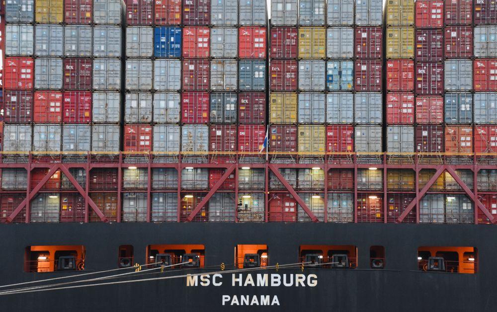 Container ship loaded for international export
